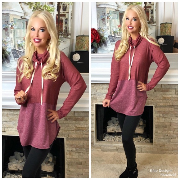 Tops - 🥰LAST 1! Brick Two Tone Cowl Neck Oversized Tunic